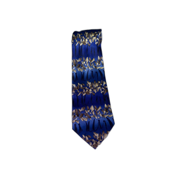 J. Garcia Banyan Trees II Collection Fourteen Silk Tie Blue Brown - Picture 1 of 5